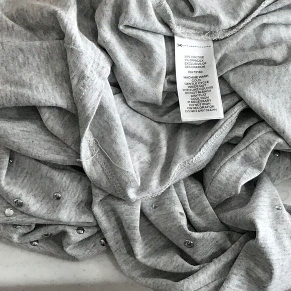 cupio woman's shirt top asymmetrical net gray rhinestone embellished size medium - Picture 5 of 5